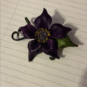 Purple Flower Leather Brooch